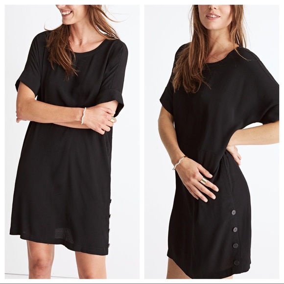 black side button dress